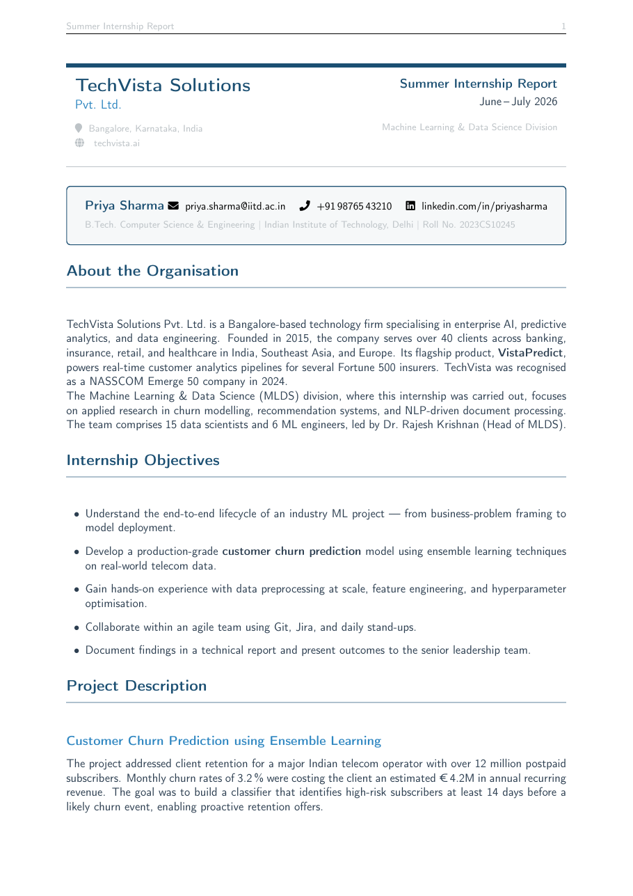 Summer Internship Report preview