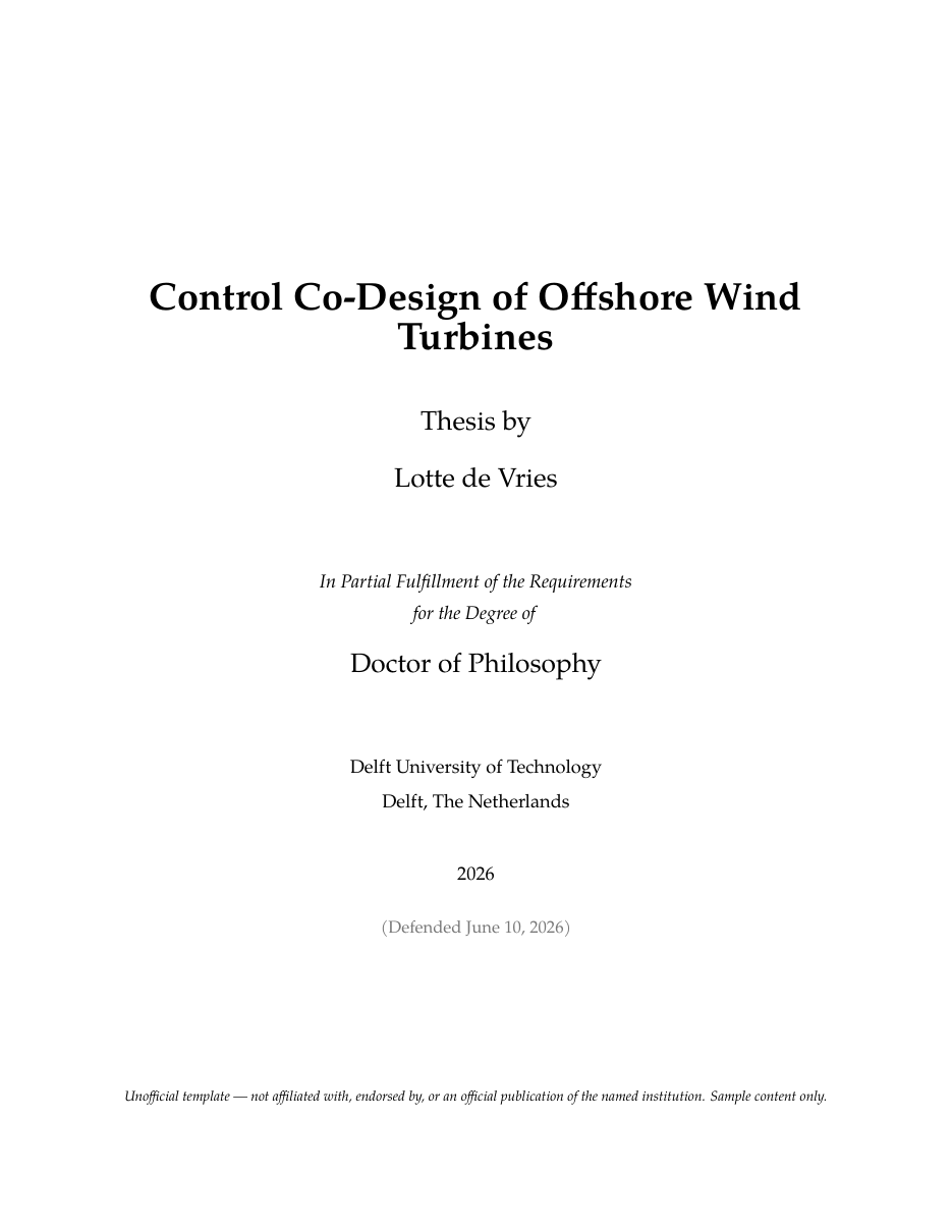 TU Delft Thesis LaTeX template — first page preview