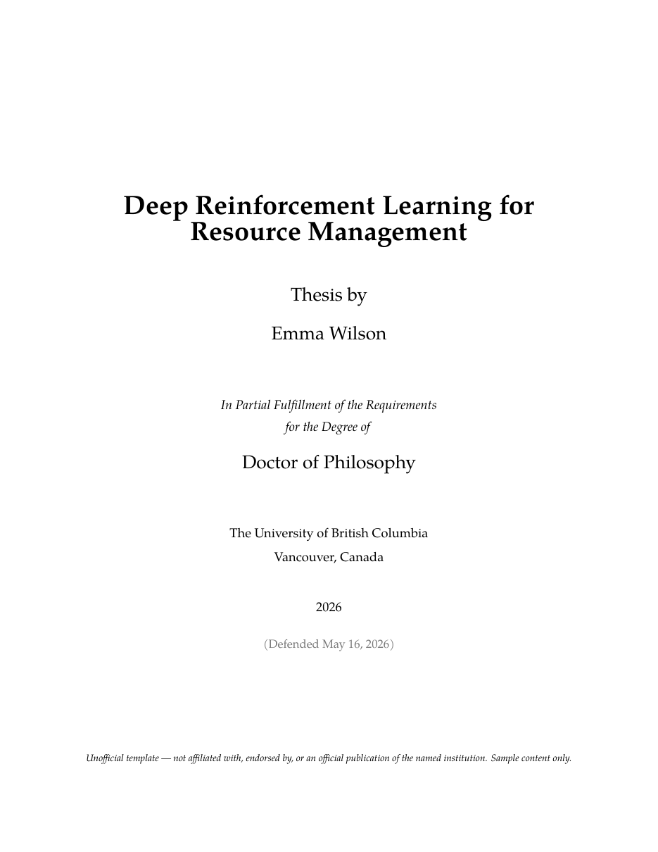UBC Thesis LaTeX template — first page preview