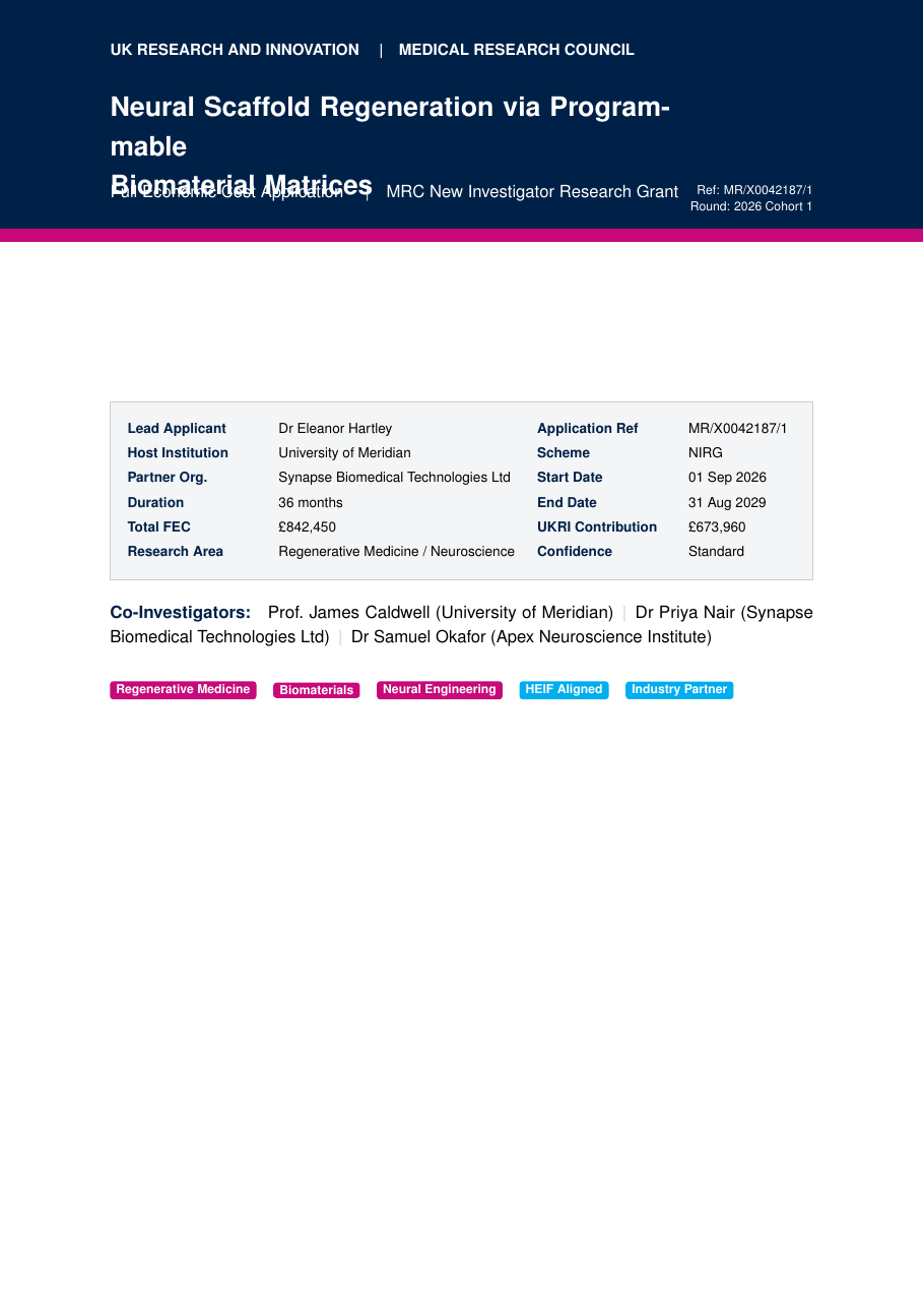 UKRI Grant Proposal preview