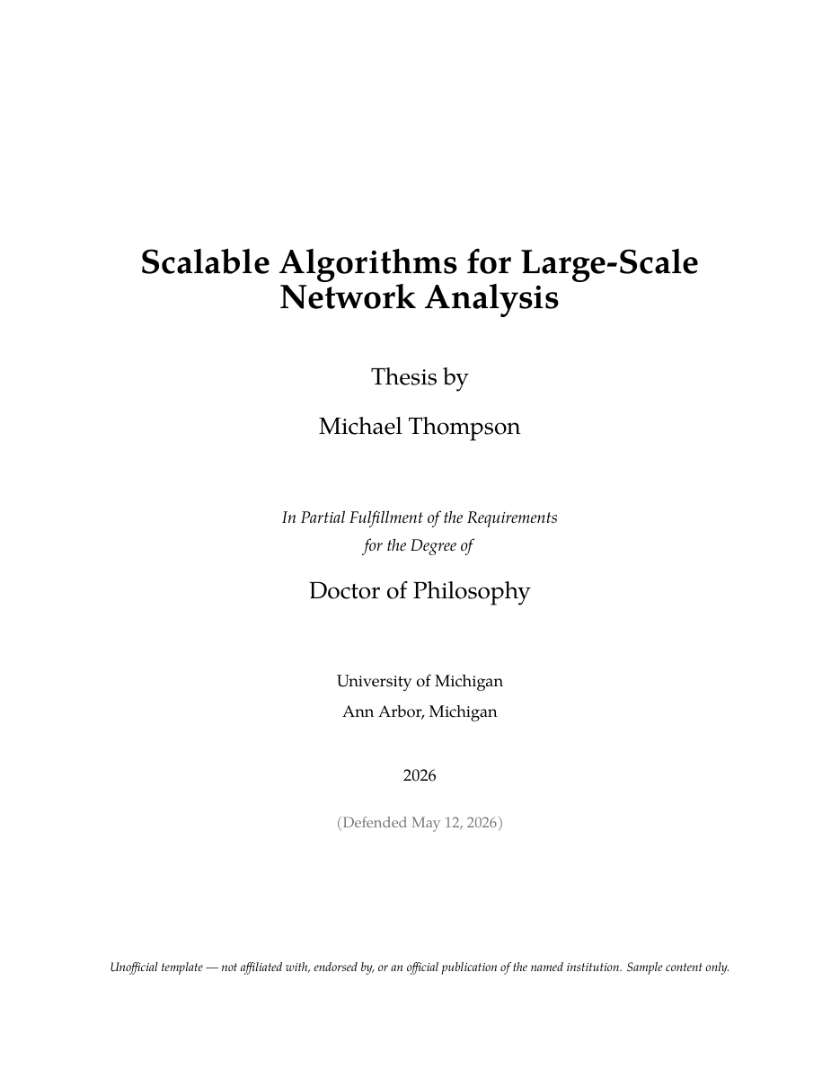 UMich Thesis LaTeX template — first page preview