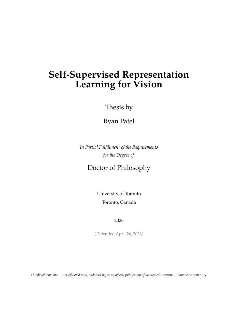 UofT Thesis LaTeX template — first page preview