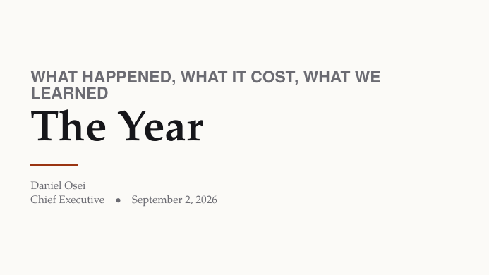 Editorial Annual Review Deck LaTeX template, first page preview