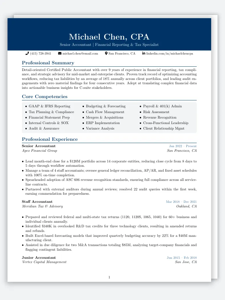 Accountant & CPA Resume preview