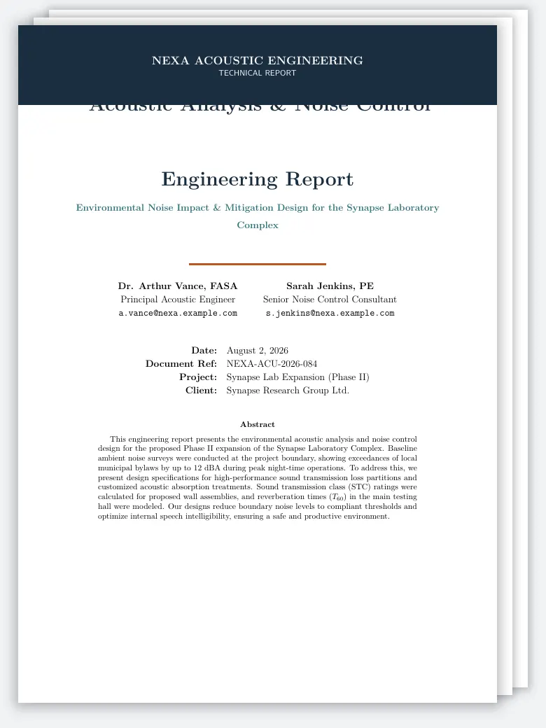 Acoustic Analysis & Noise Control Engineering Report preview