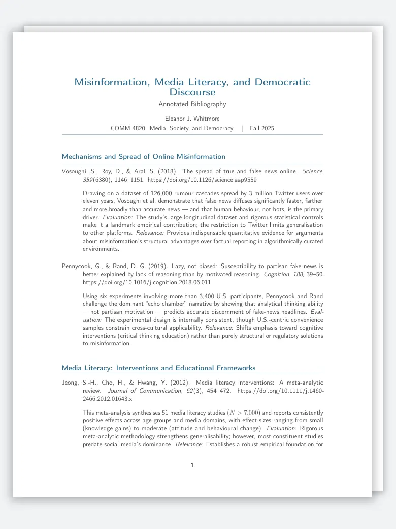 Annotated Bibliography preview