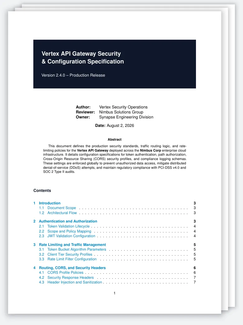 API Gateway Security and Configuration Specification preview