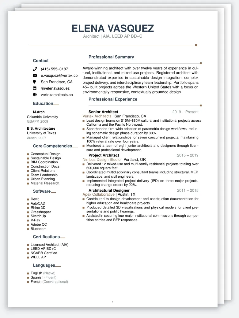 Architect Resume & Portfolio preview