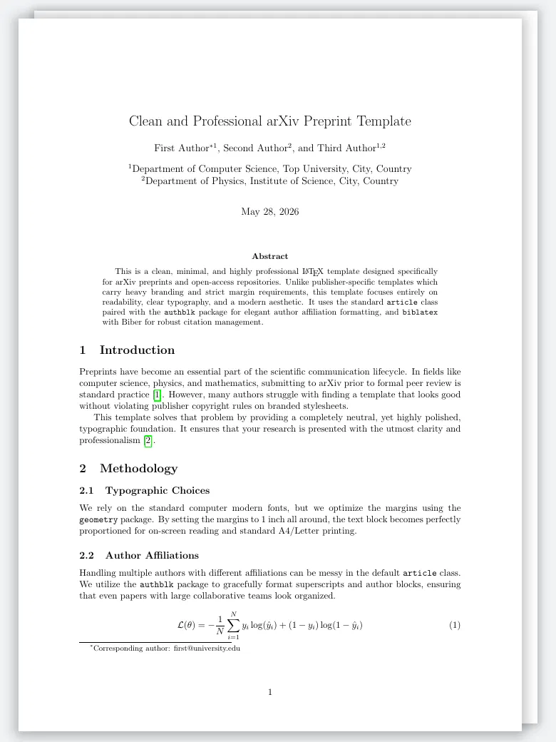 arXiv Preprint Template preview