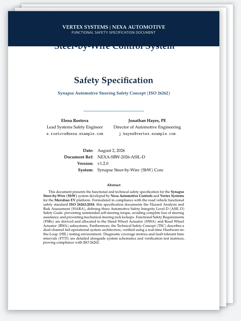 Automotive Control System Safety Spec (ISO 26262) preview