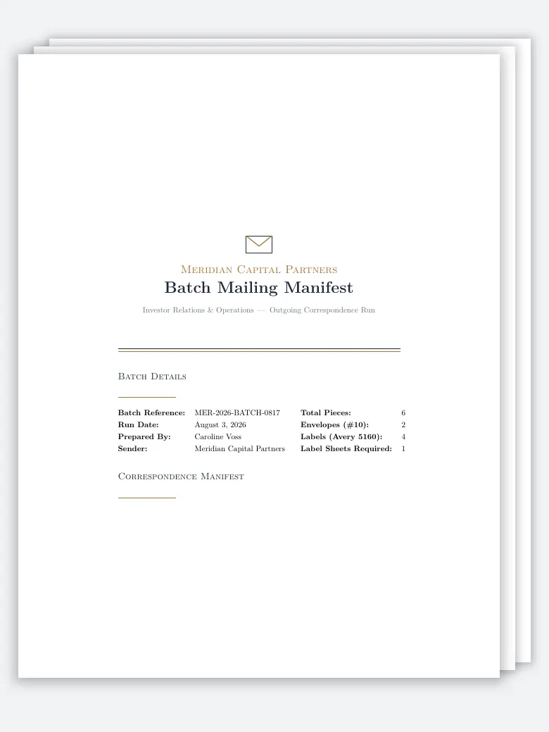 Batch Envelope & Mailing Label Sheet preview
