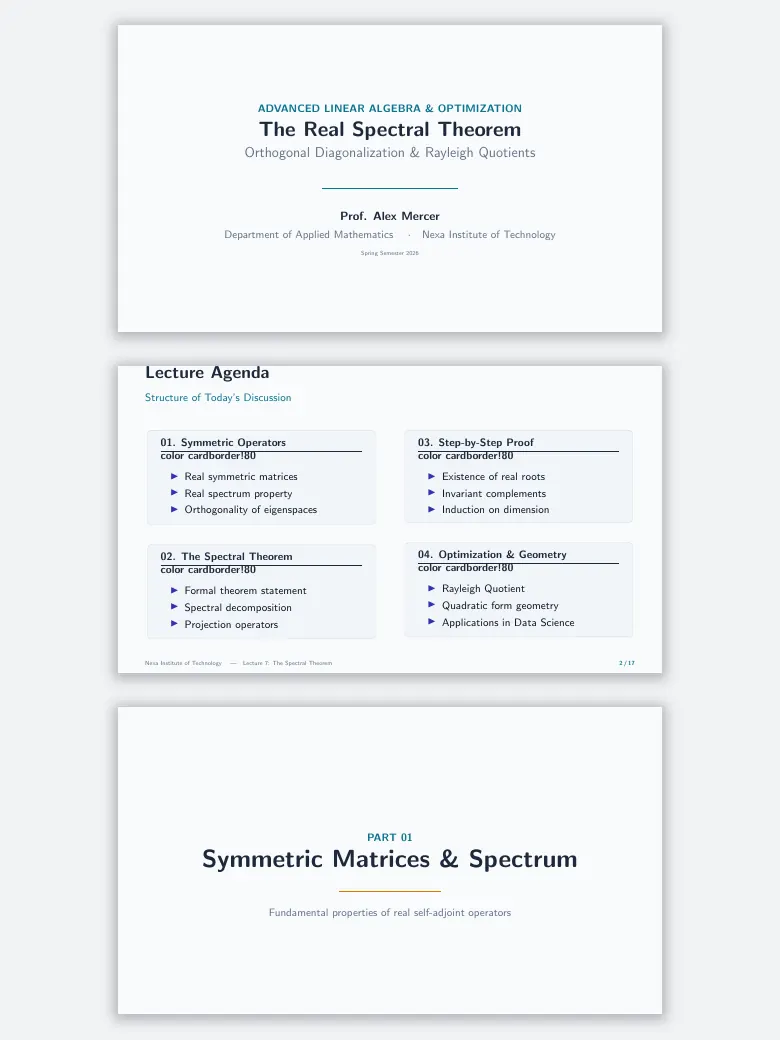 Beamer Minimalist Math Lecture Slides preview