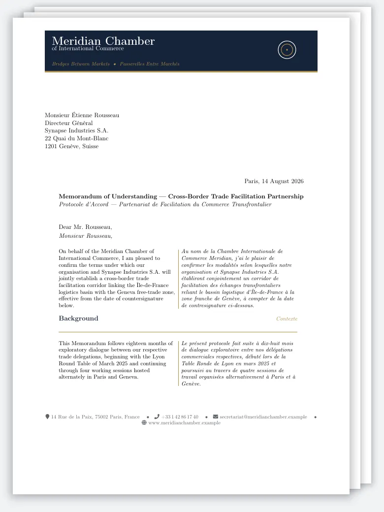 Bilingual International Formal Correspondence preview
