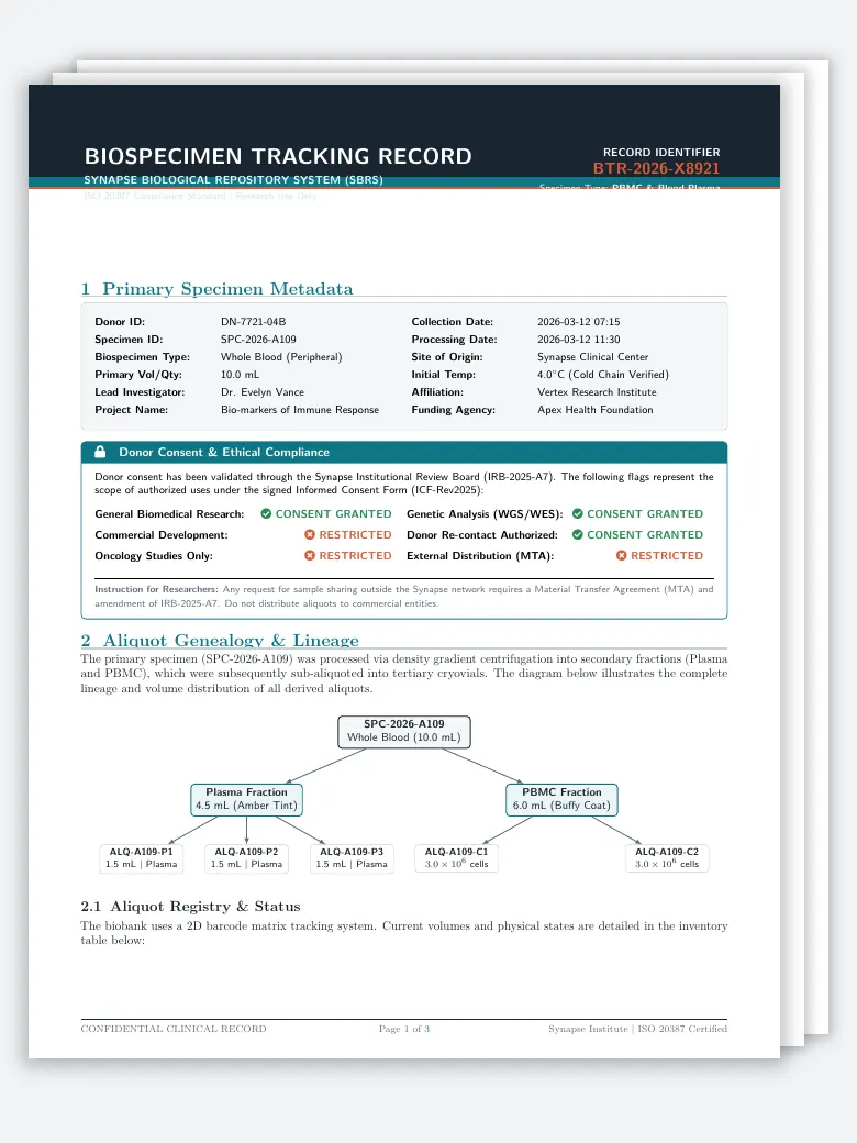 Biobank Sample Tracking Record preview