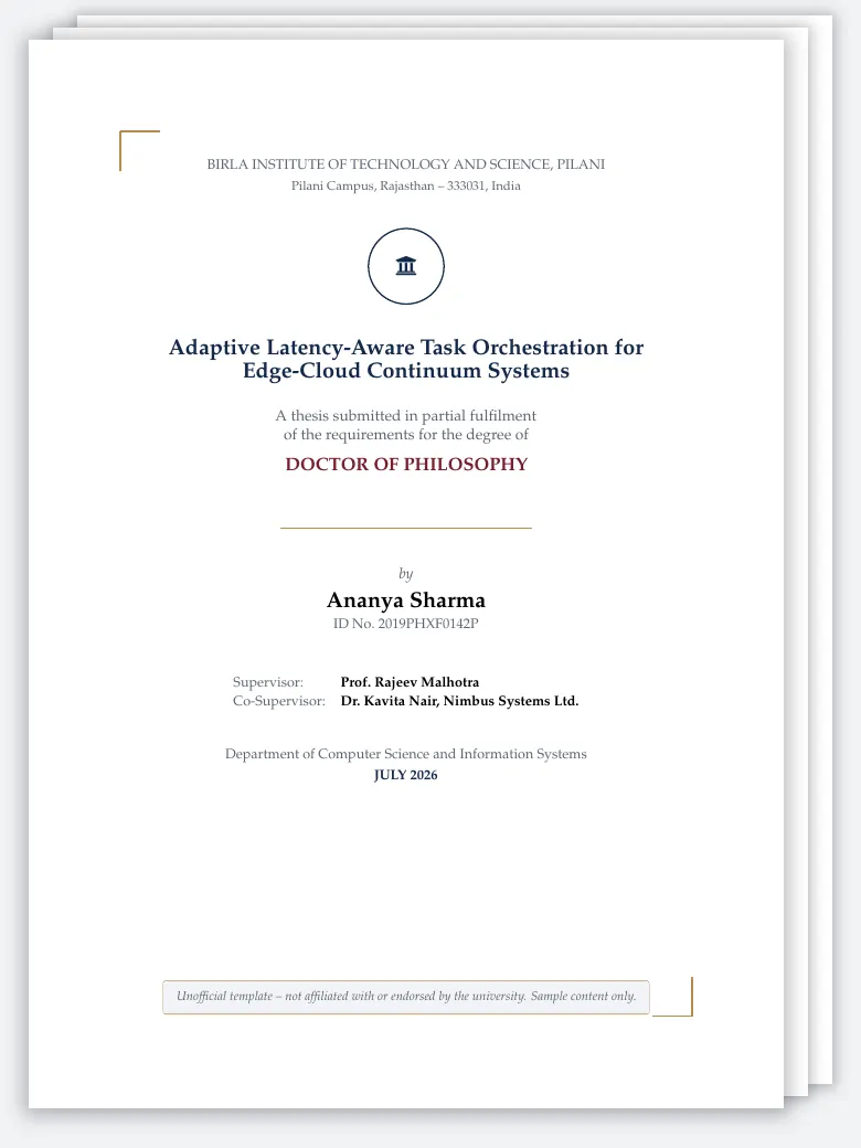 BITS Pilani Thesis preview