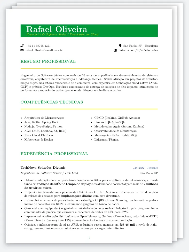 Brazilian Curriculo Resume preview