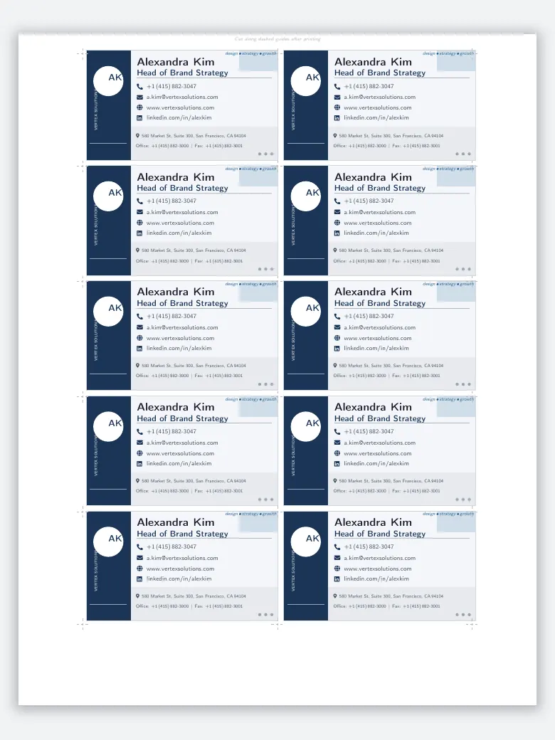 Business Card Sheet preview