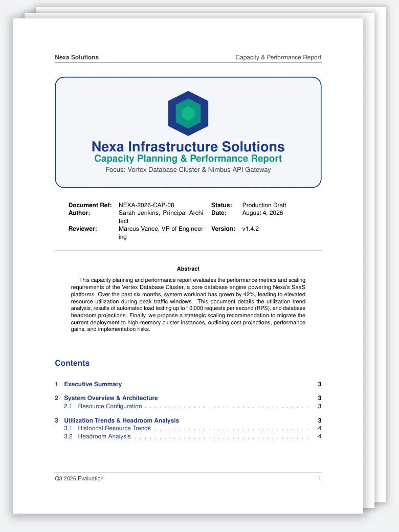 Capacity Planning and Performance Report preview