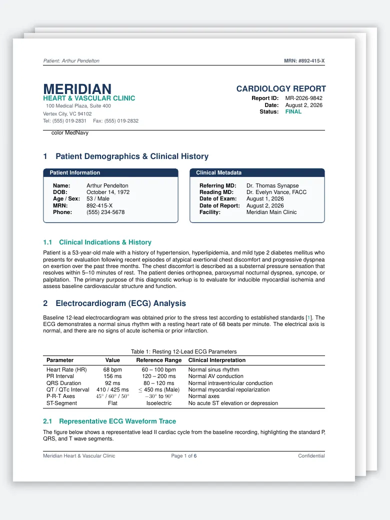 Cardiology Diagnostic Report preview