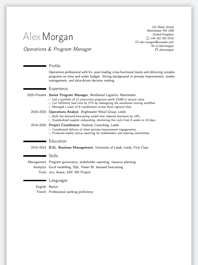 Classic CV Template preview