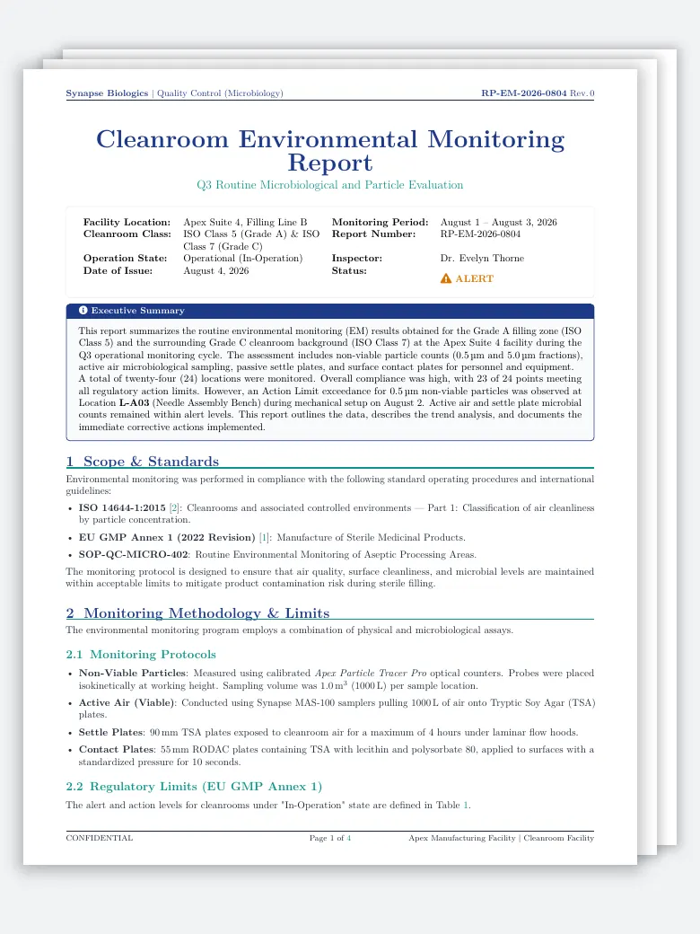 Cleanroom Environmental Monitoring Report preview
