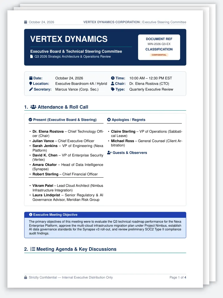 Corporate Meeting Minutes preview