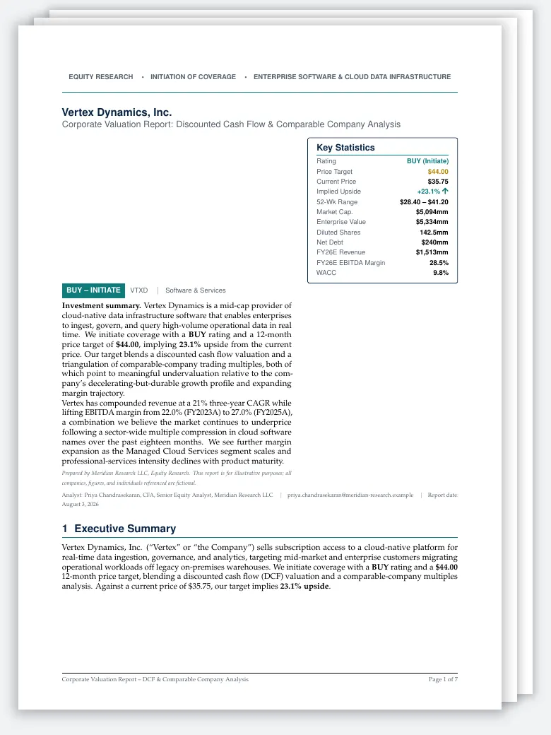 Corporate Valuation Report (DCF & Comps) preview
