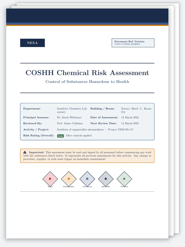 COSHH Chemical Risk Assessment preview