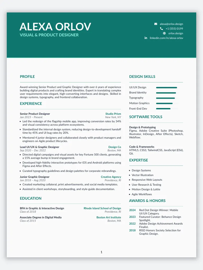 Creative Designer Resume preview