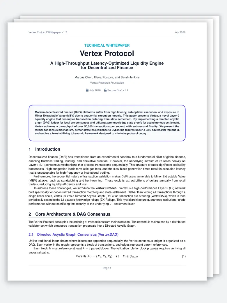 Cryptocurrency Whitepaper LaTeX template, first page preview