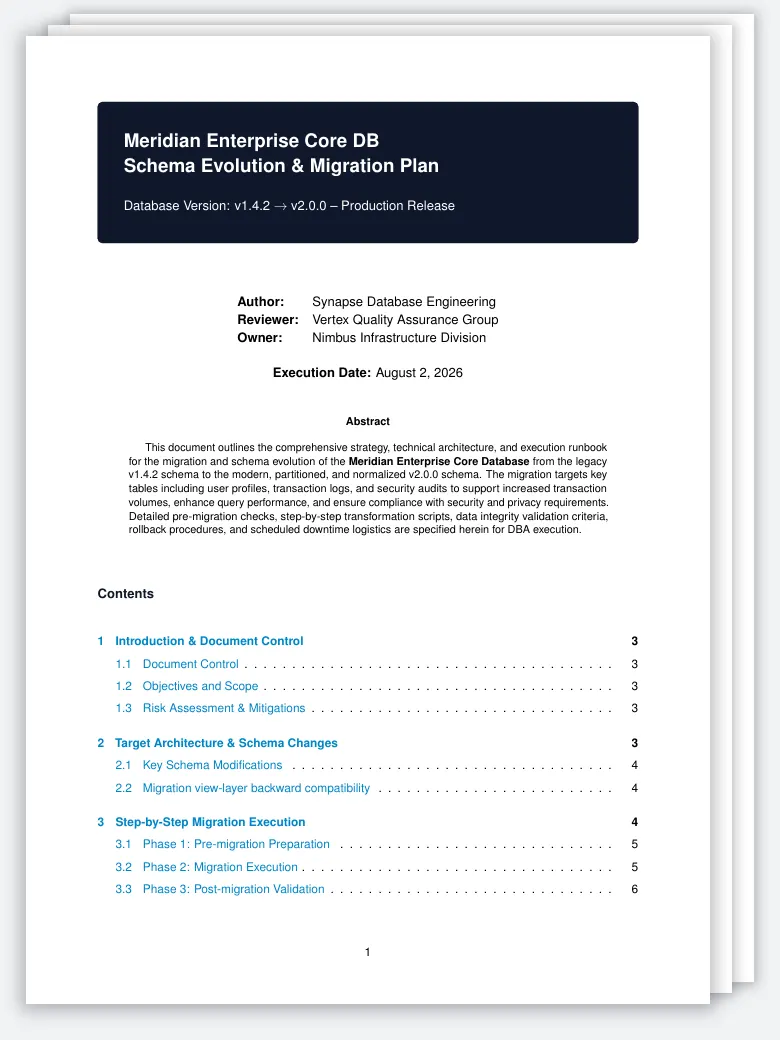 Database Migration & Schema Evolution Plan preview