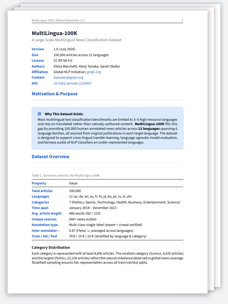 Dataset Datasheet preview
