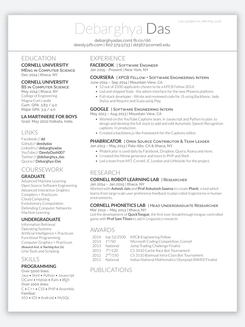 Deedy Resume preview