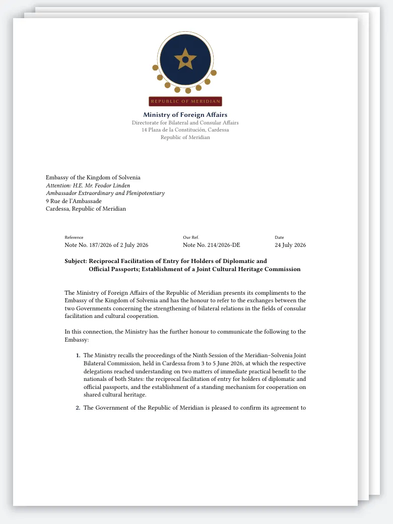 Diplomatic & Institutional Official Note preview