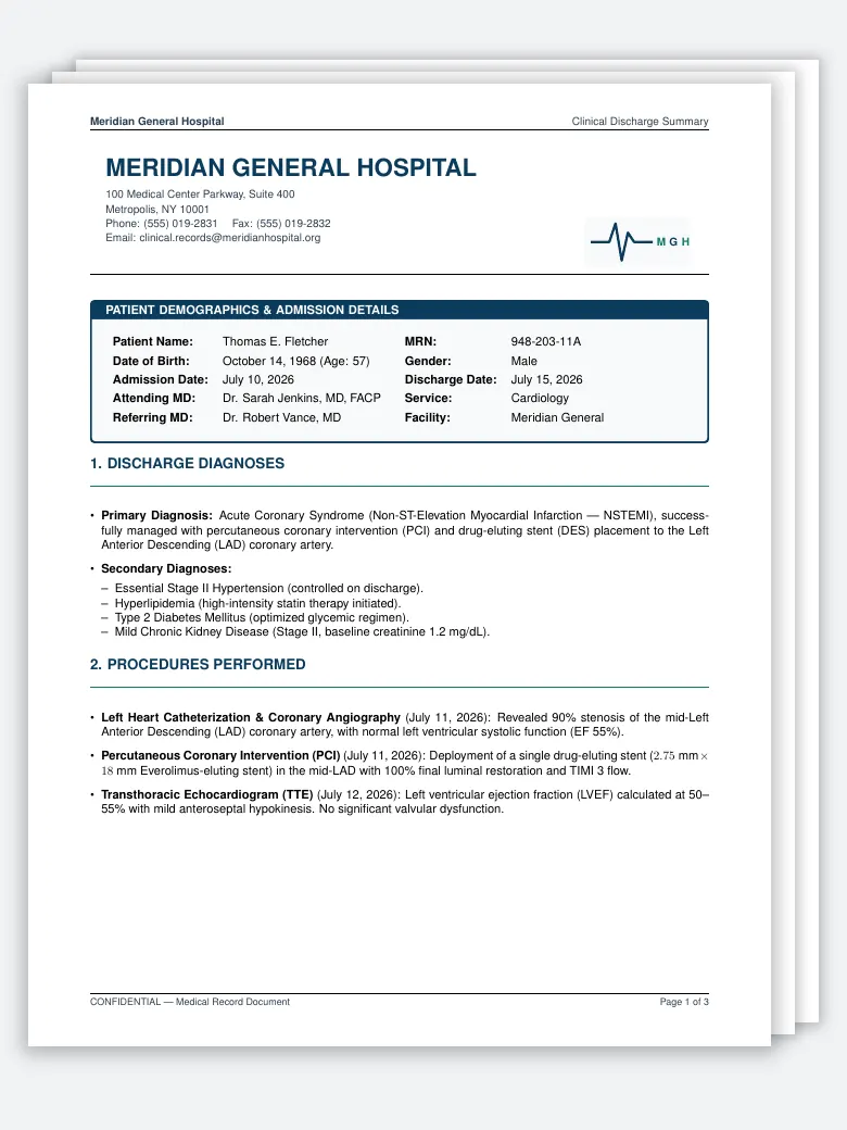 Hospital Discharge Summary LaTeX template, first page preview