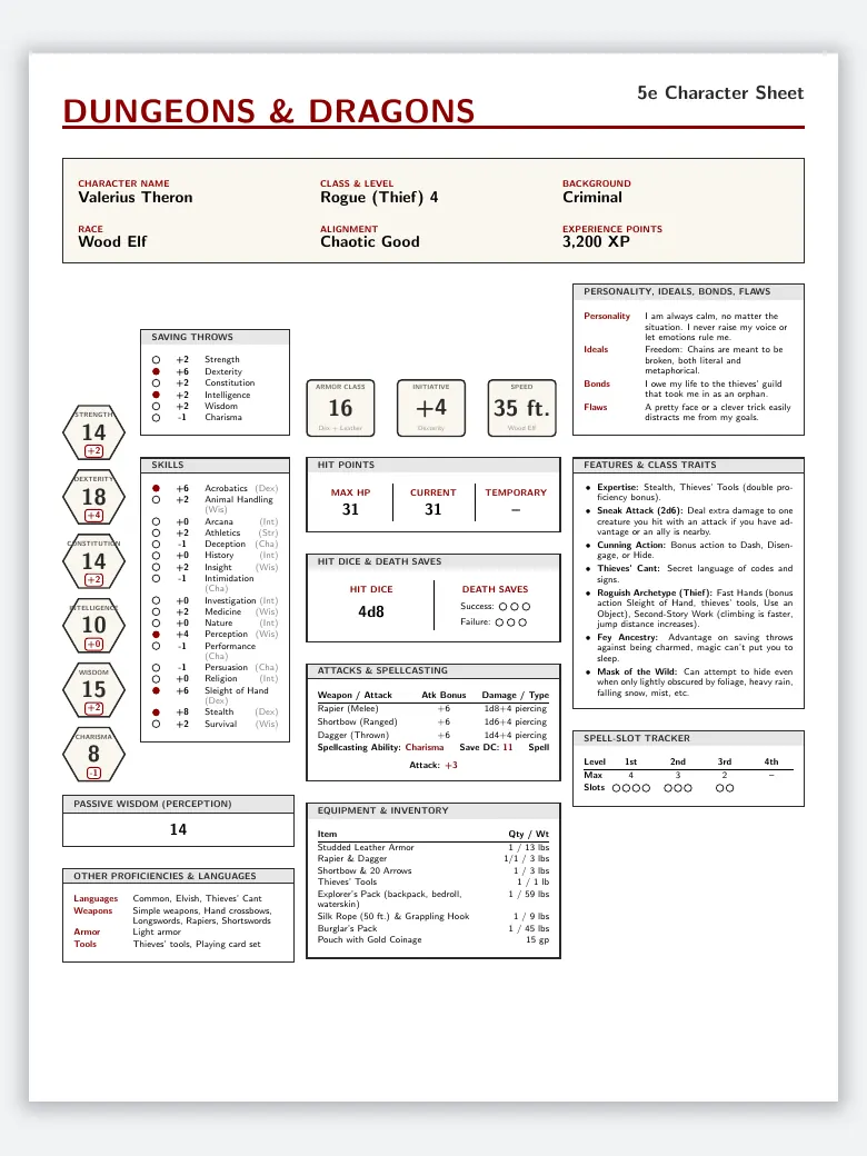 D&D Character Sheet preview