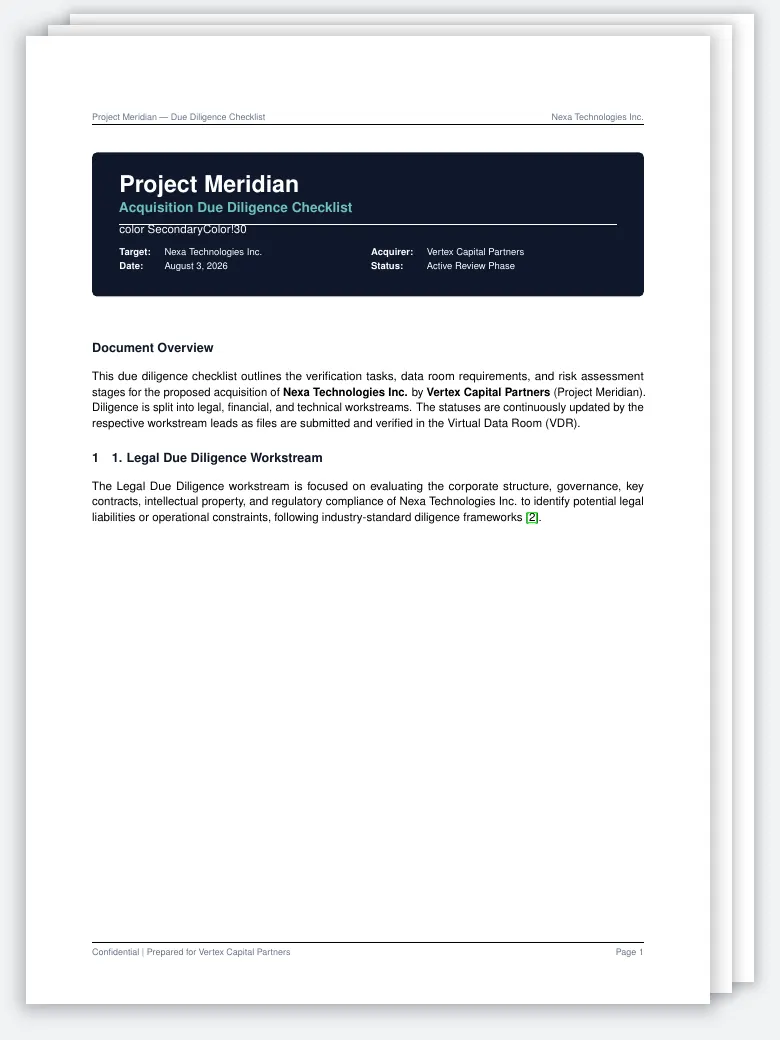Due Diligence Checklist preview