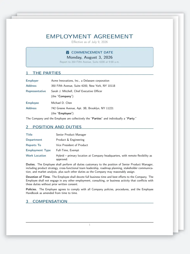 Employment Contract preview