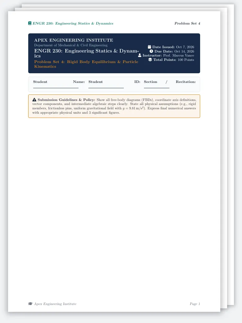 Engineering Statics & Dynamics Problem Set preview