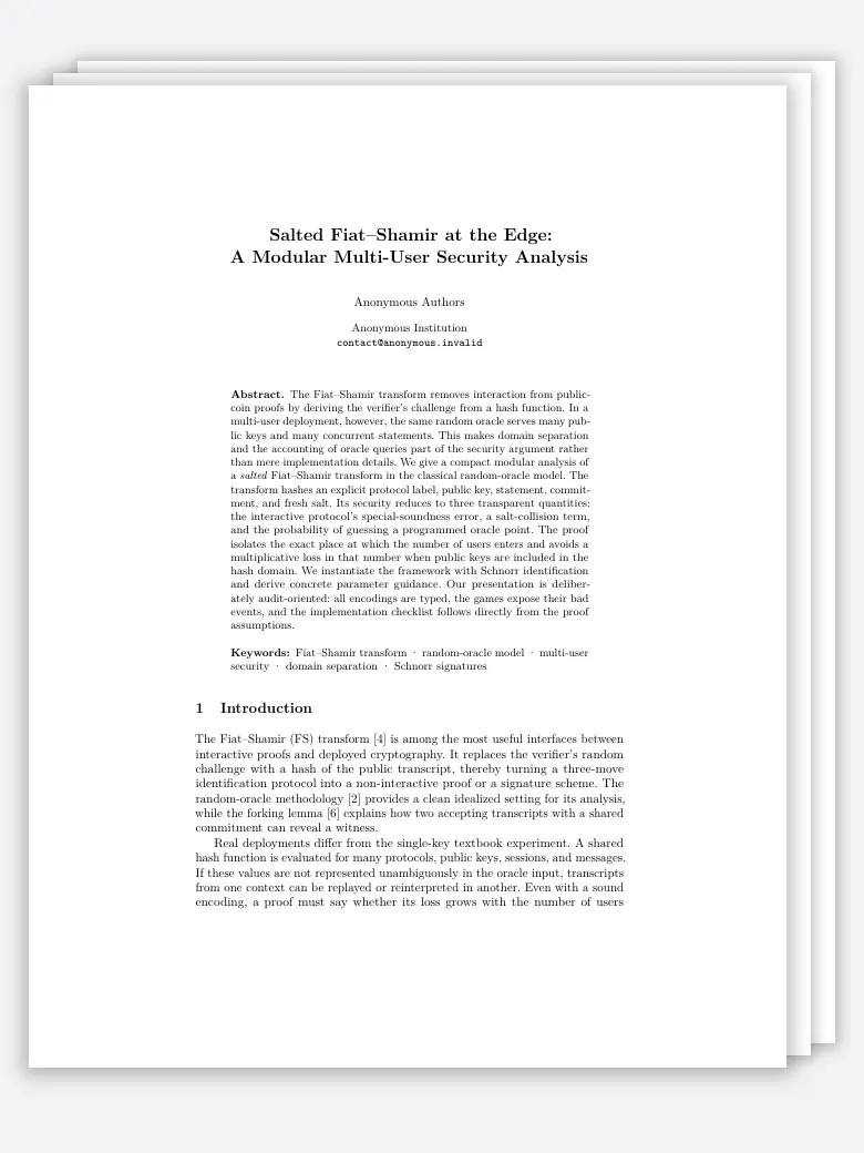 Eurocrypt / IACR Cryptology Conference Paper preview