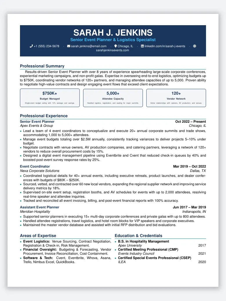 Event Planner Resume preview