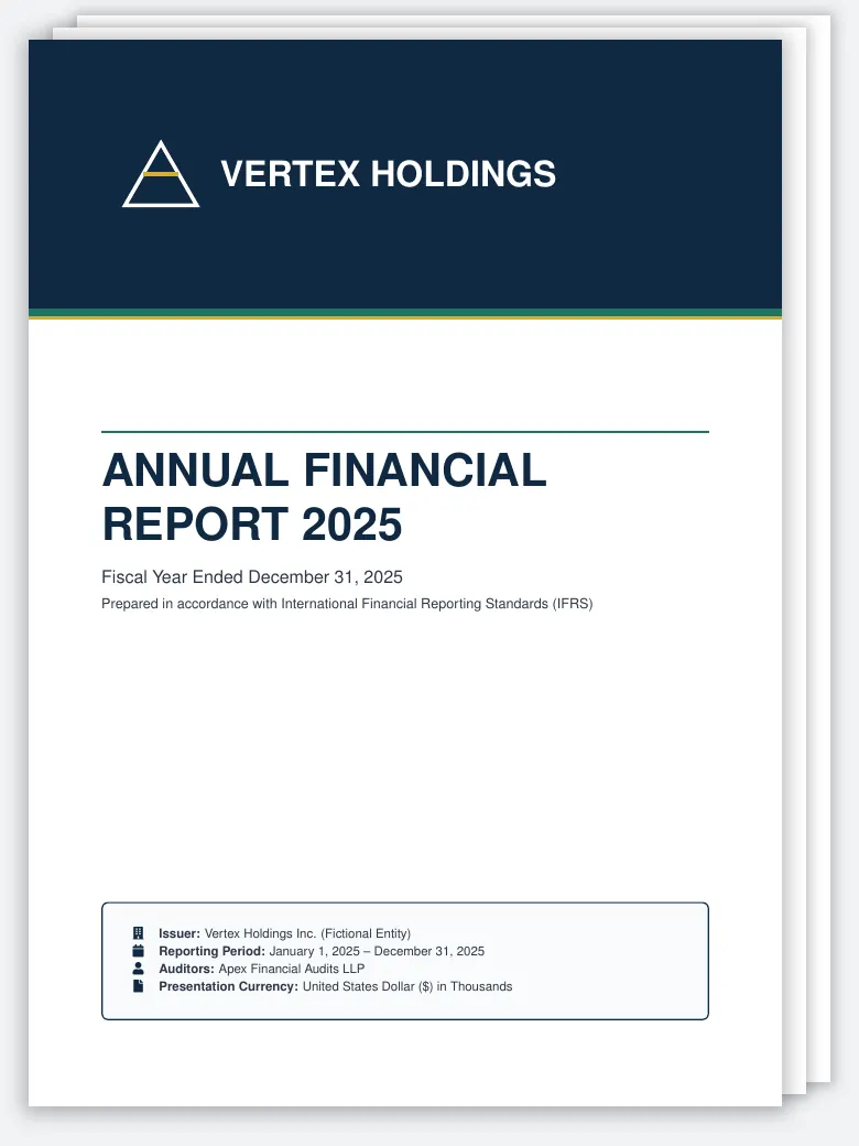 Annual Financial Statement LaTeX template, first page preview
