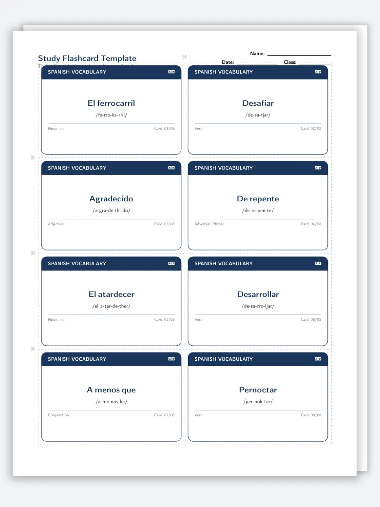 Study Flashcard Template preview