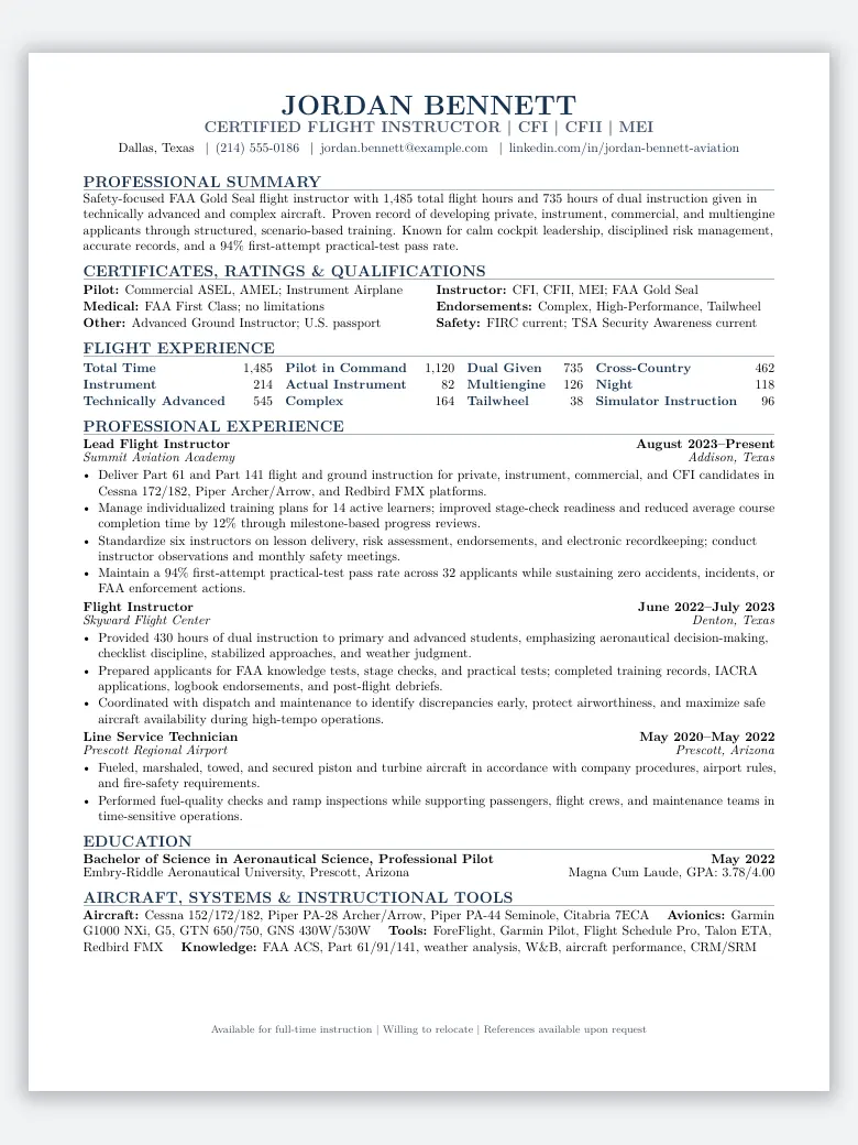 Flight Instructor Resume preview