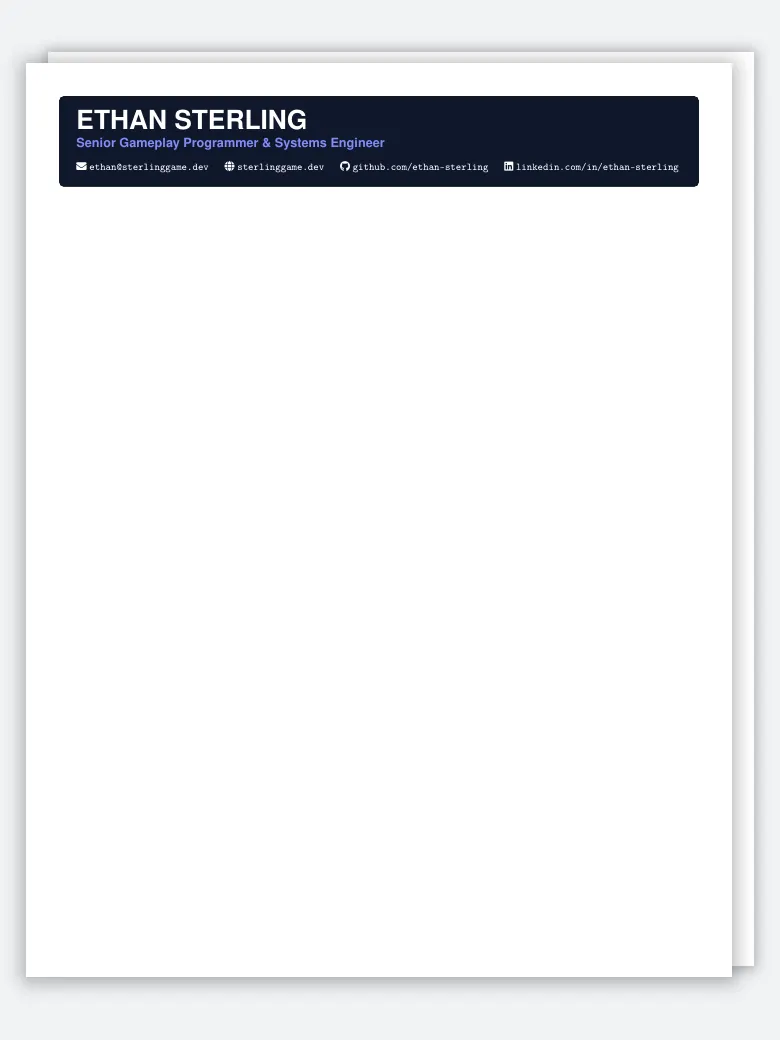 Game Developer Resume preview