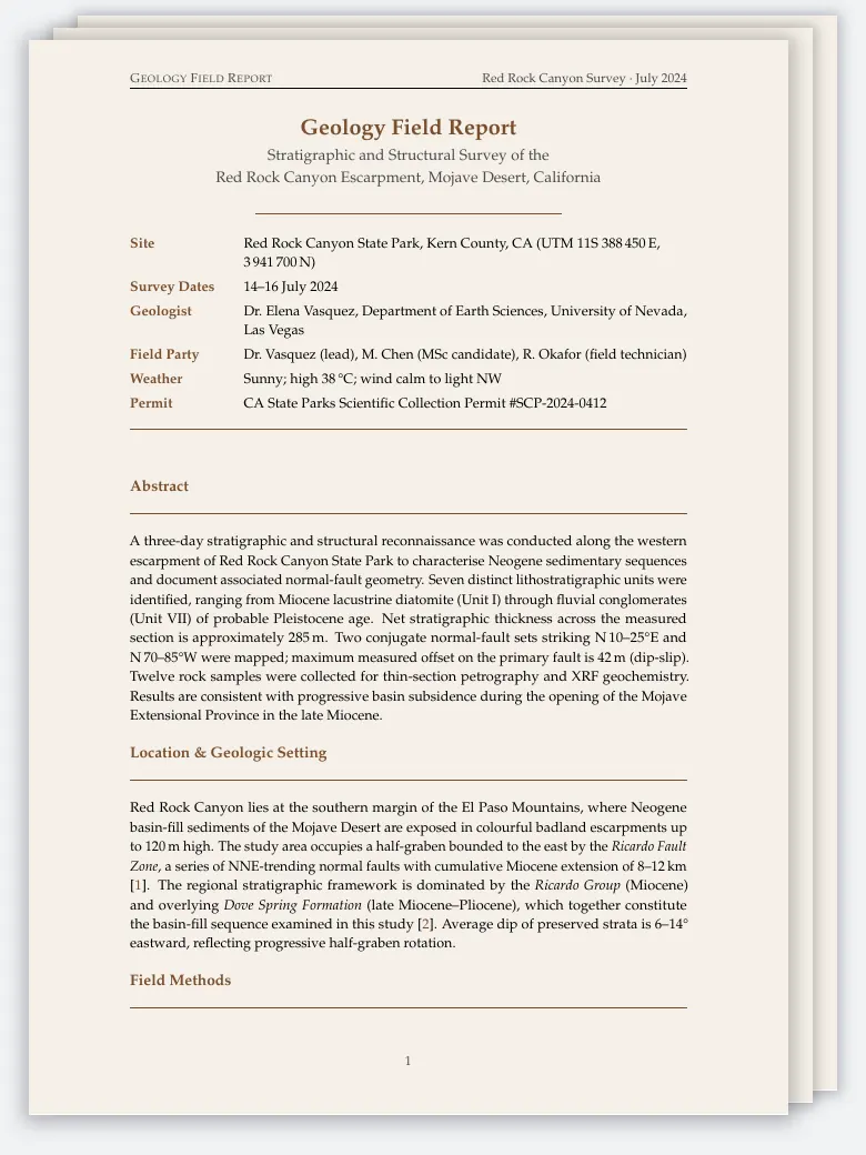 Geology Field Report preview