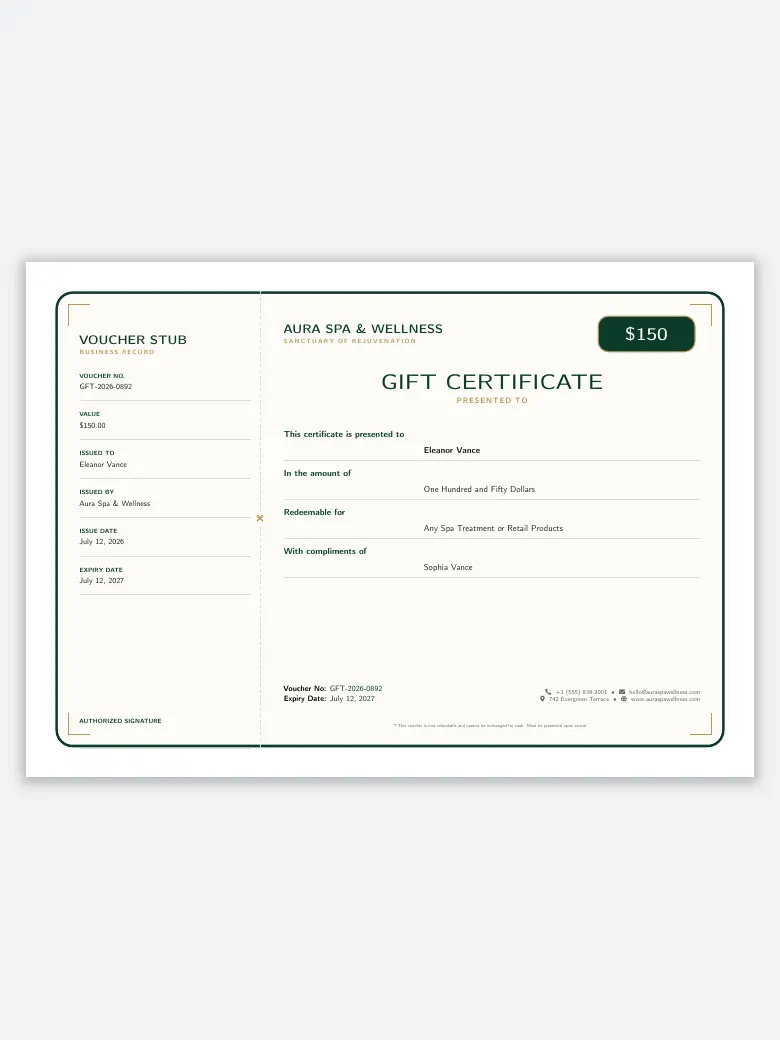 Gift Certificate Voucher preview
