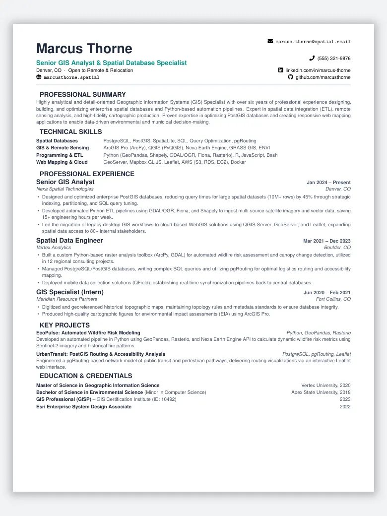 GIS Analyst Resume preview
