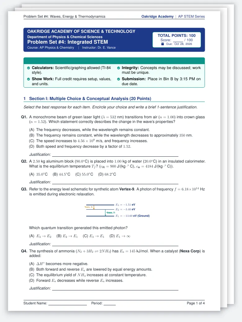 High School Science Problem Set preview