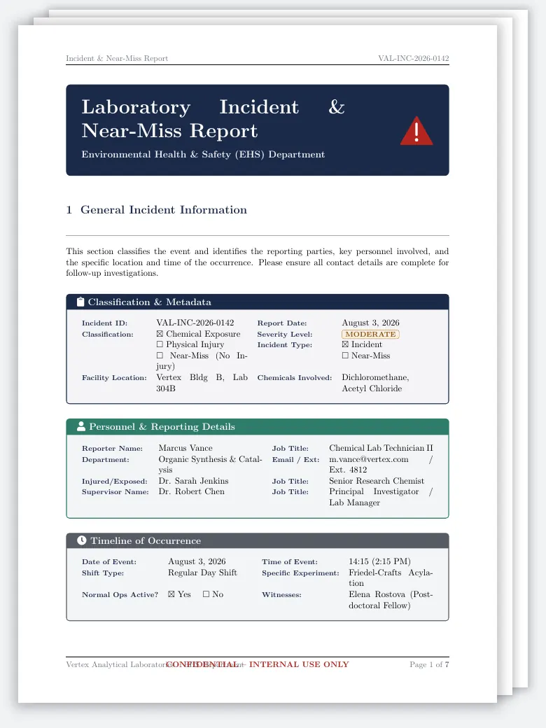 Laboratory Incident and Near-Miss Report preview